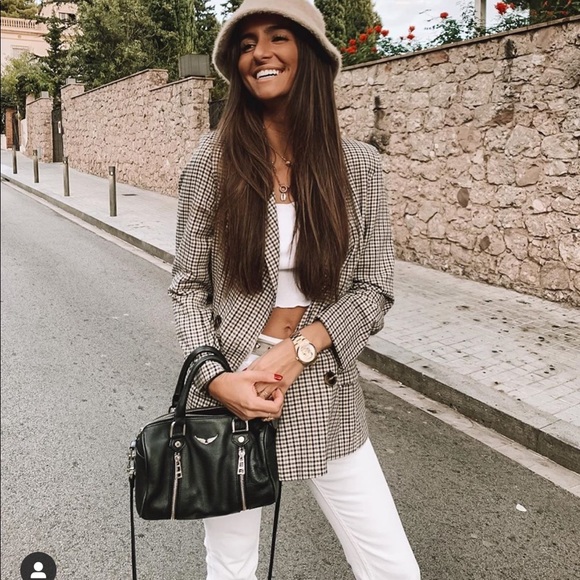 Zara Houndstooth Knit Set Of Blazer 